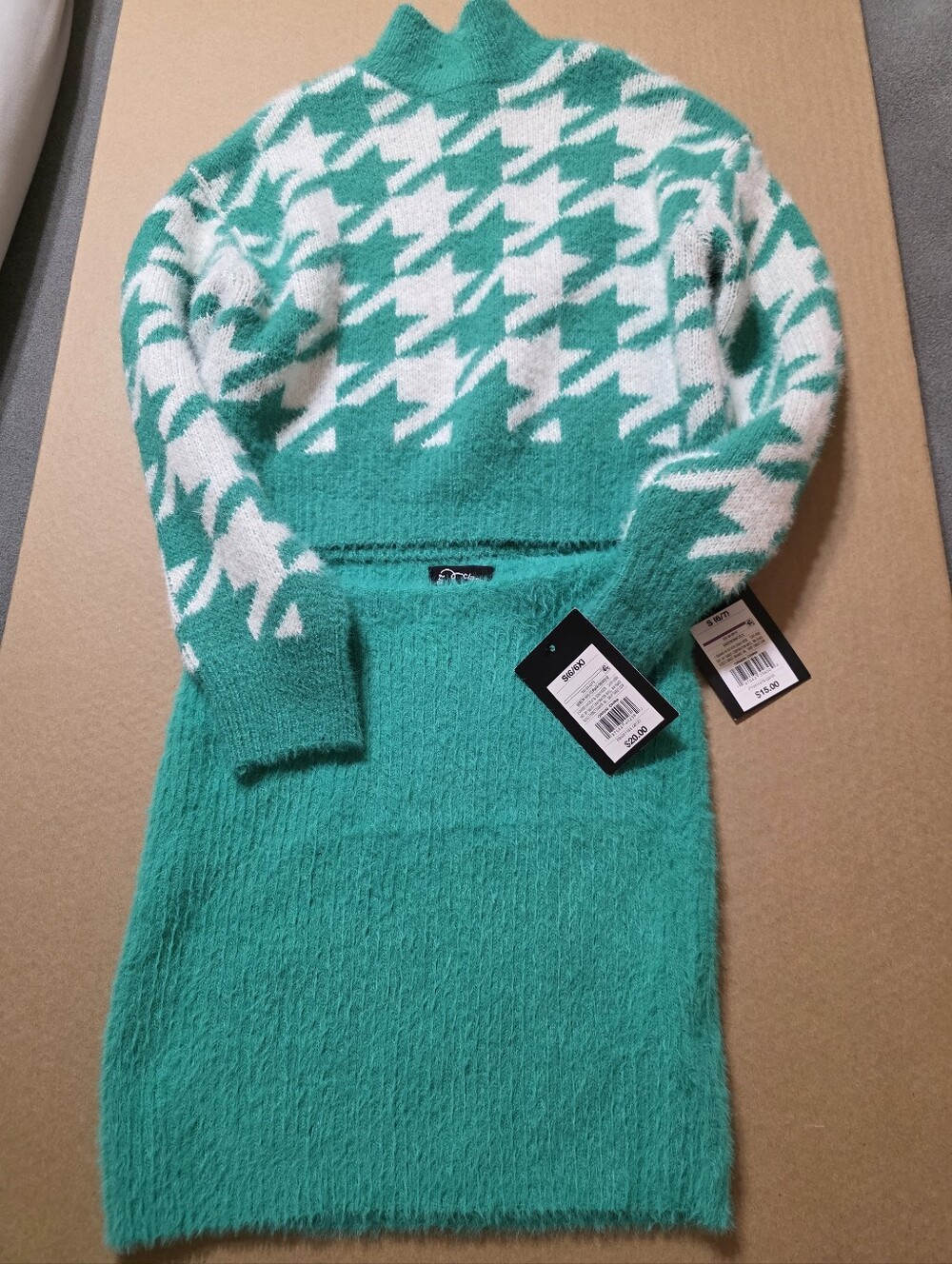 Gitl's Art Class  Houndstooth Mock Neck Sweater Set